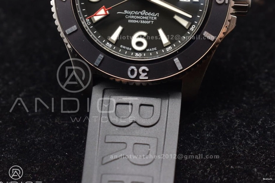 Rubber 1:1 TF 44 Black A Dial Durable Superocean Automatic Edition Bezel Black 467 Black Strap On Best 0724